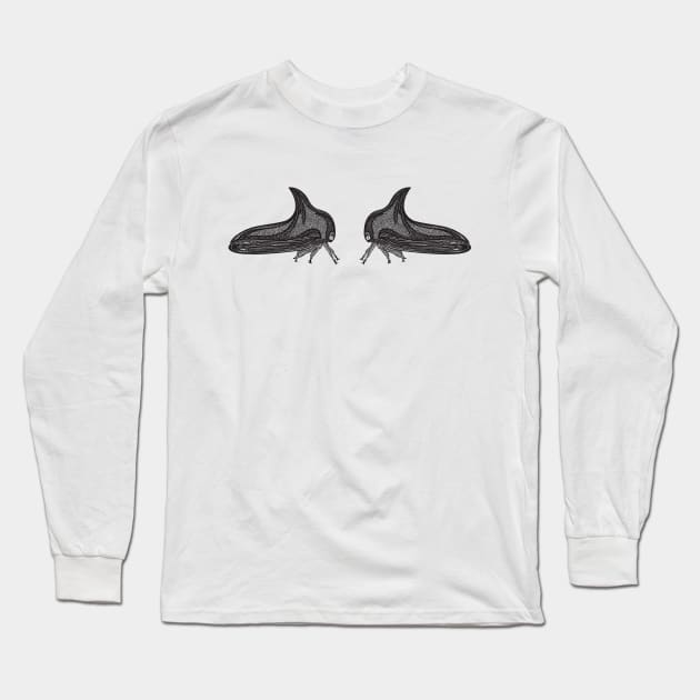 Treehoppers in Love - detailed insect ink art - on white Long Sleeve T-Shirt by Green Paladin